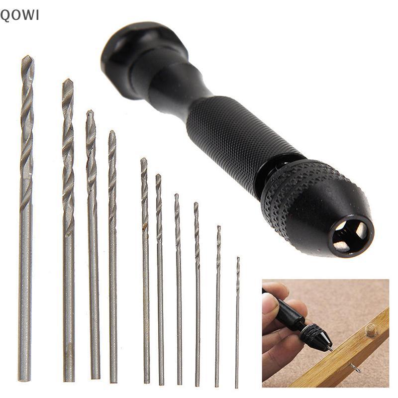 qo Alumínio Mini Micro Broca Manual Keyless Chu + 10pcs Brocas Torcidas Conjunto De Ferramentas Rotativas br