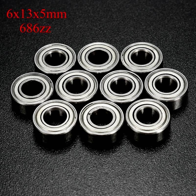 qo 10Pc 686ZZ 6x13x5mm Rolamento De Esferas Em Miniatura 6 * 13 * 5mm Mini Rolamentos Blindados De Metal br
