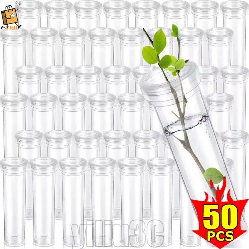 [Prim] 50/30/10Pcs Tubos De Armazenamento De Água Para Preservação De Flores-Organizar Mini Vaso De Buquê-Suprimentos Ma