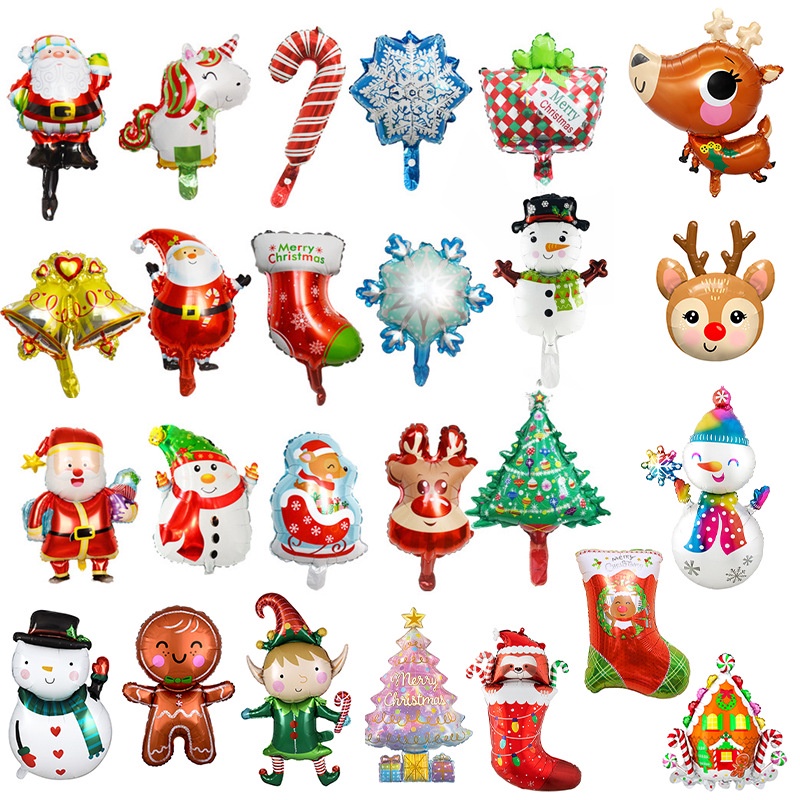 [10pcs] Mini Balão De Natal De Desenho Animado Decoração De Festa Filme De Alumínio