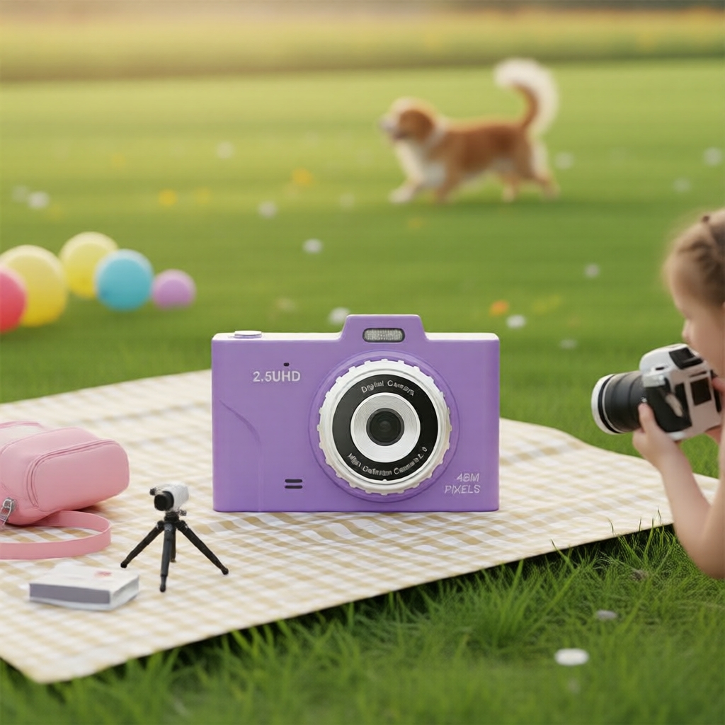 Câmera Digital Infantil 48 MP, Fotos em HD 2,5K, Zoom 8X, Tela 2,8 – Presente de Aniversário para Meninos e Meninas,