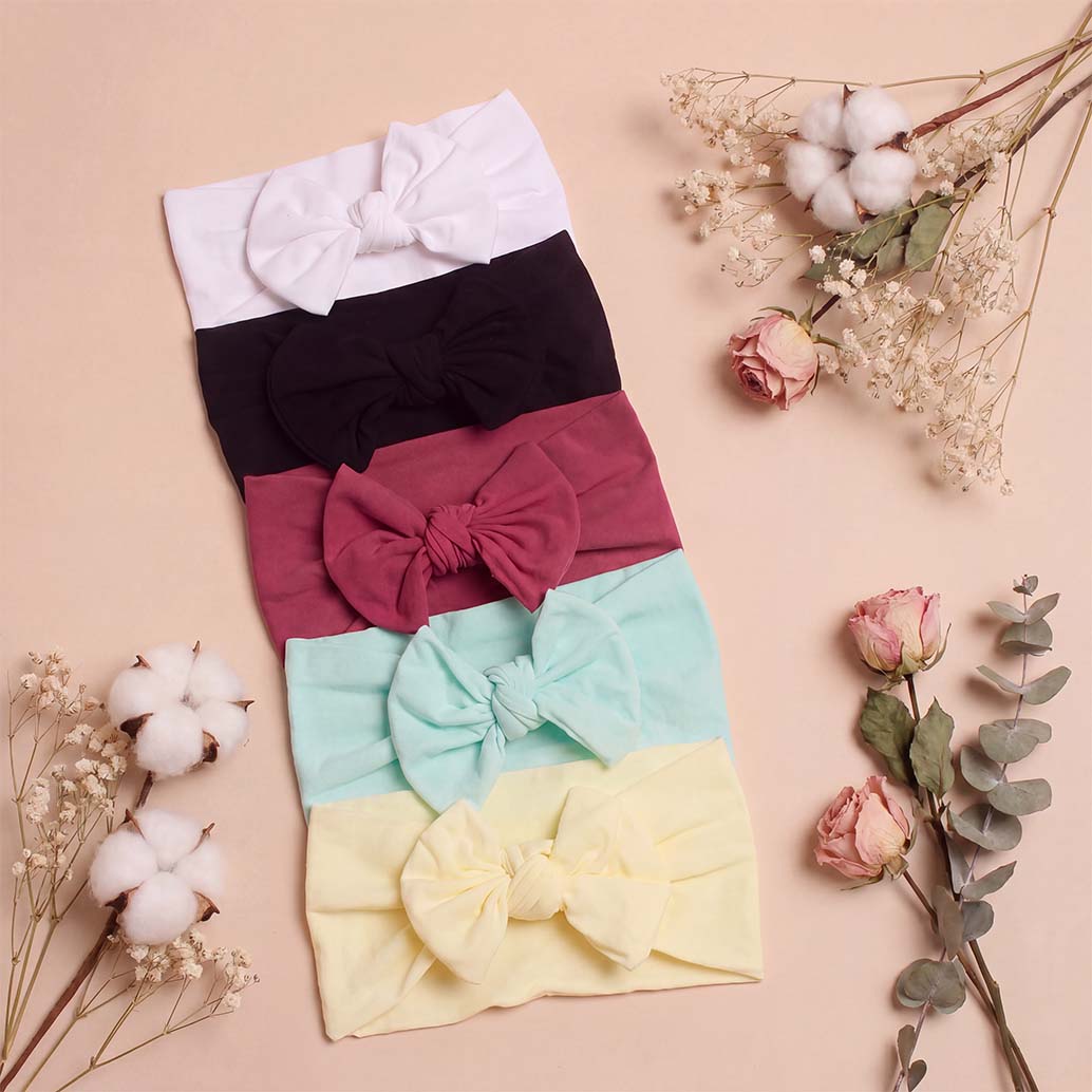 Cor Pura Grande Arco Largo Bandana Para Bebê Menina Recém-Nascido Estiramento Hairbands Infantil Foto Adereços Acessório
