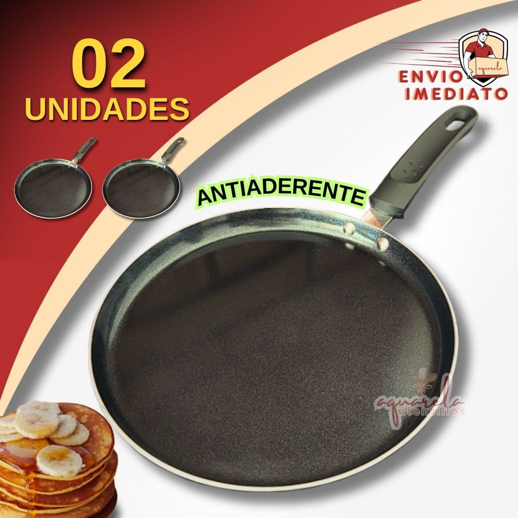 Panquequeira Frigideira Tapioqueira Omeleteira 22cm Antiaderente Cerâmica Cabo Silicone Alumínio