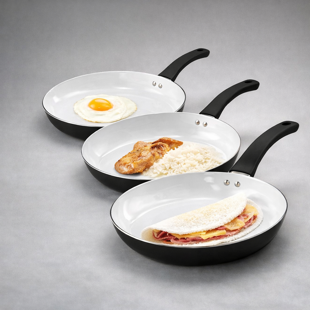 Frigideira Antiaderente de Alumínio Revestimento Cerâmico Premium Funda Cabo Silicone Não Gruda