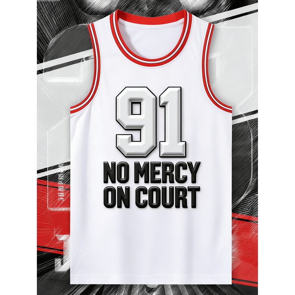 Não. 91 Colete Camisa Branca Uniforme de Competição de Basquete Americano Colete Esportivo de Basquete Masculino Primave