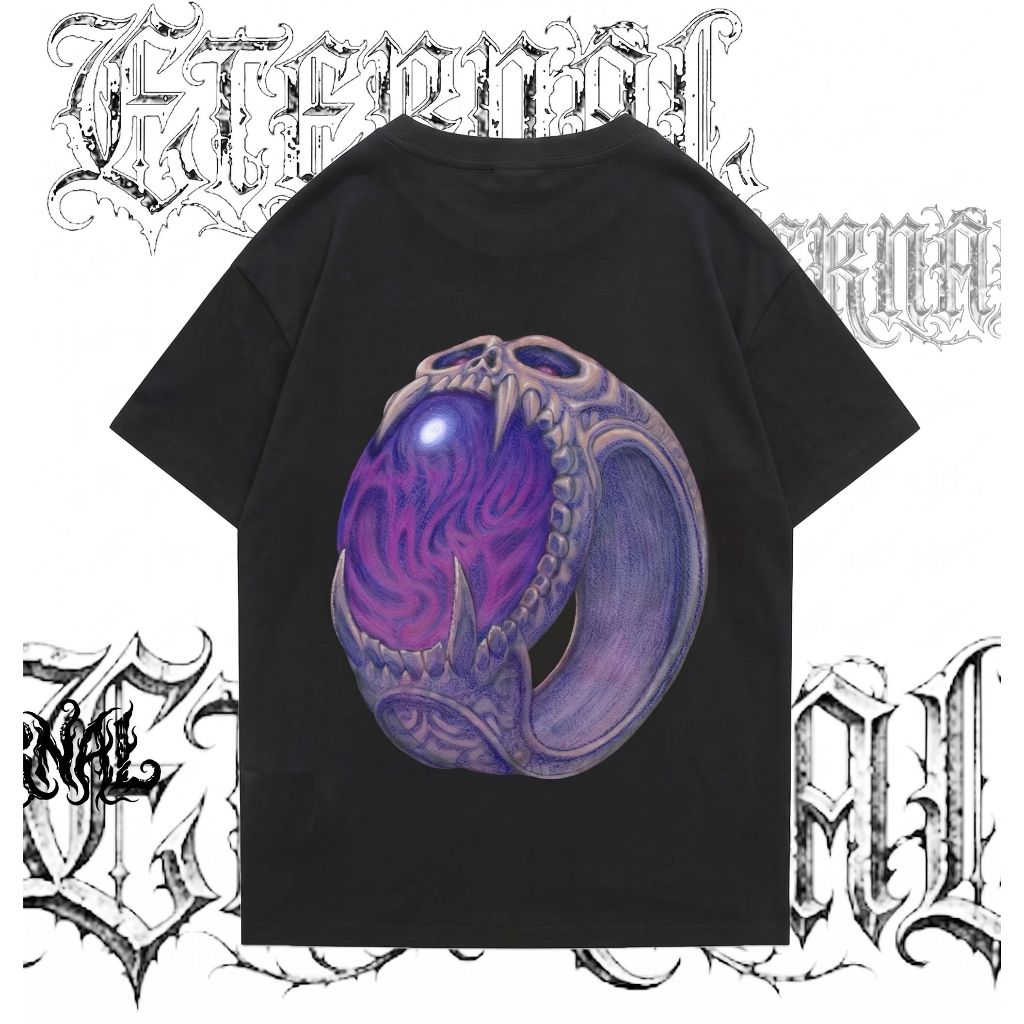 Camiseta Anel Caveira x Eternal / Streetwear, Regular, Oversized / Dark Aesthetic, Horror, Fantasy, Punk, Metal