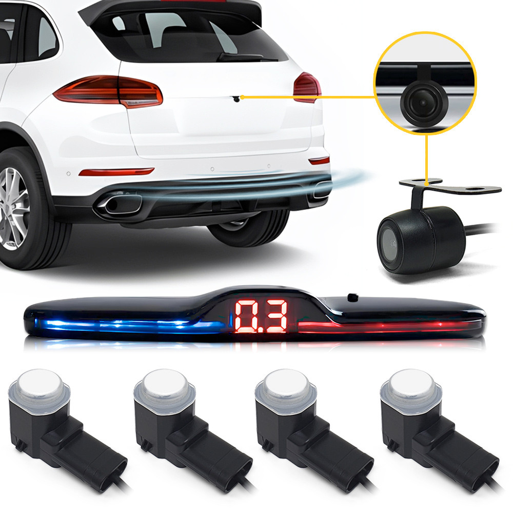 Kit Sensor de Ré OEM Branco + Câmera Ré BMW X3 2016 2017 2018 2019 2020 Padrão Fábrica S/ Bordas Liso
