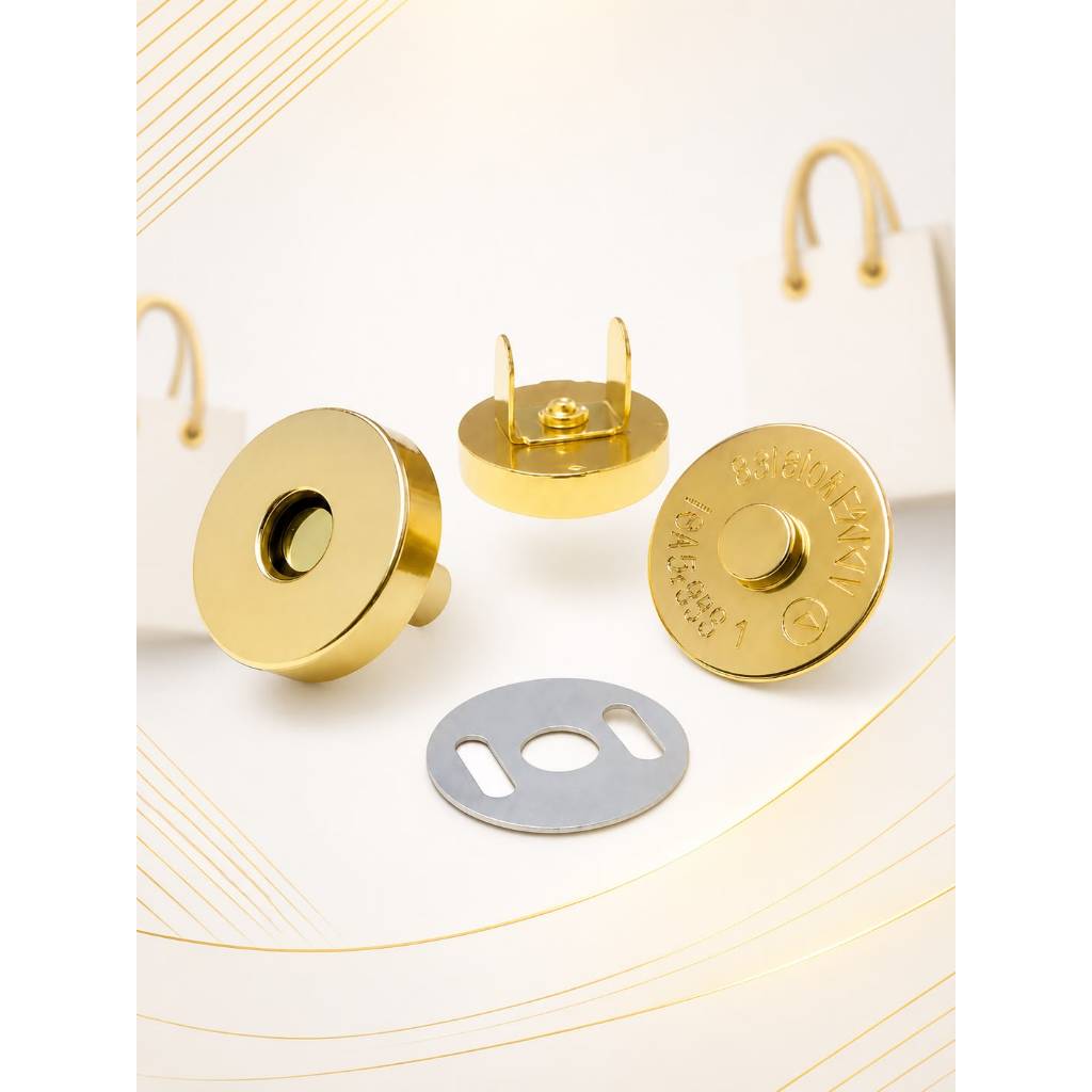 Kit 10 a 100 Botões Mágnetico Imã P/ Costura Bolsa Fecho Para Carteira Croche 18mm Prata Dourado
