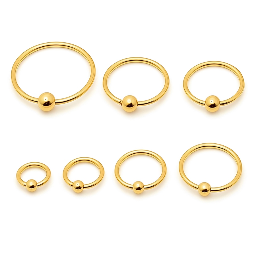 Piercing Argola Captive Aço Cirúrgico PVD Dourado 6mm ao 18mm - 1 Peça