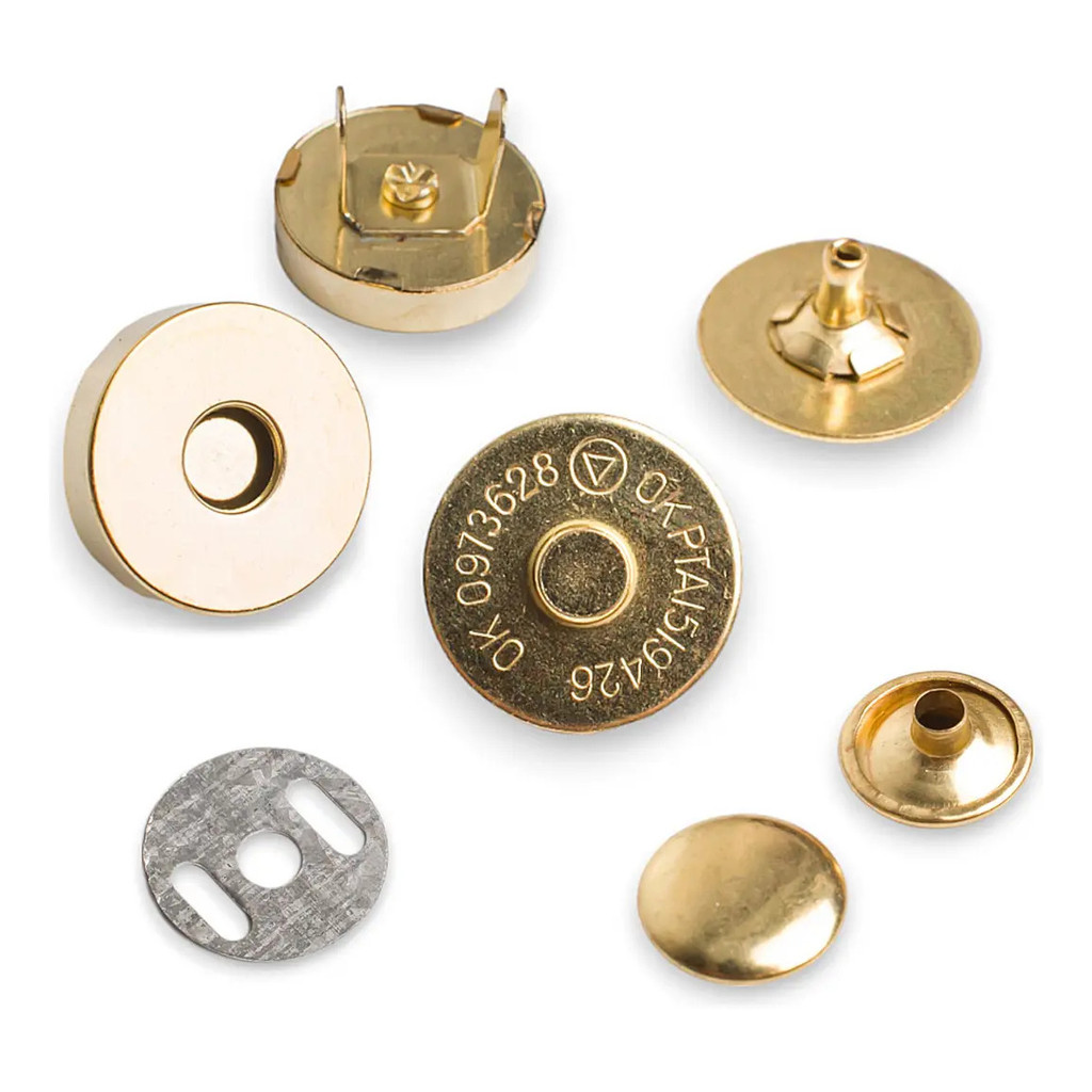 Botão Magnético Rebite 1 Lado 18mm - Dourado - 100 Peças