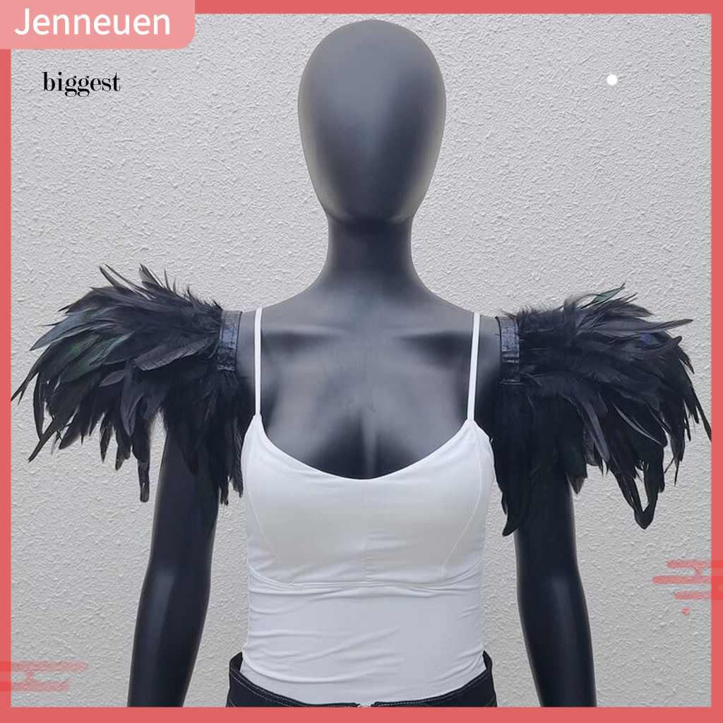 Soft Faux Feather Shawl 1 Pair Shrug Adjustable Shoulder Wrap Cape Cosplay Party Stage Performance Halloween Dancer Cost