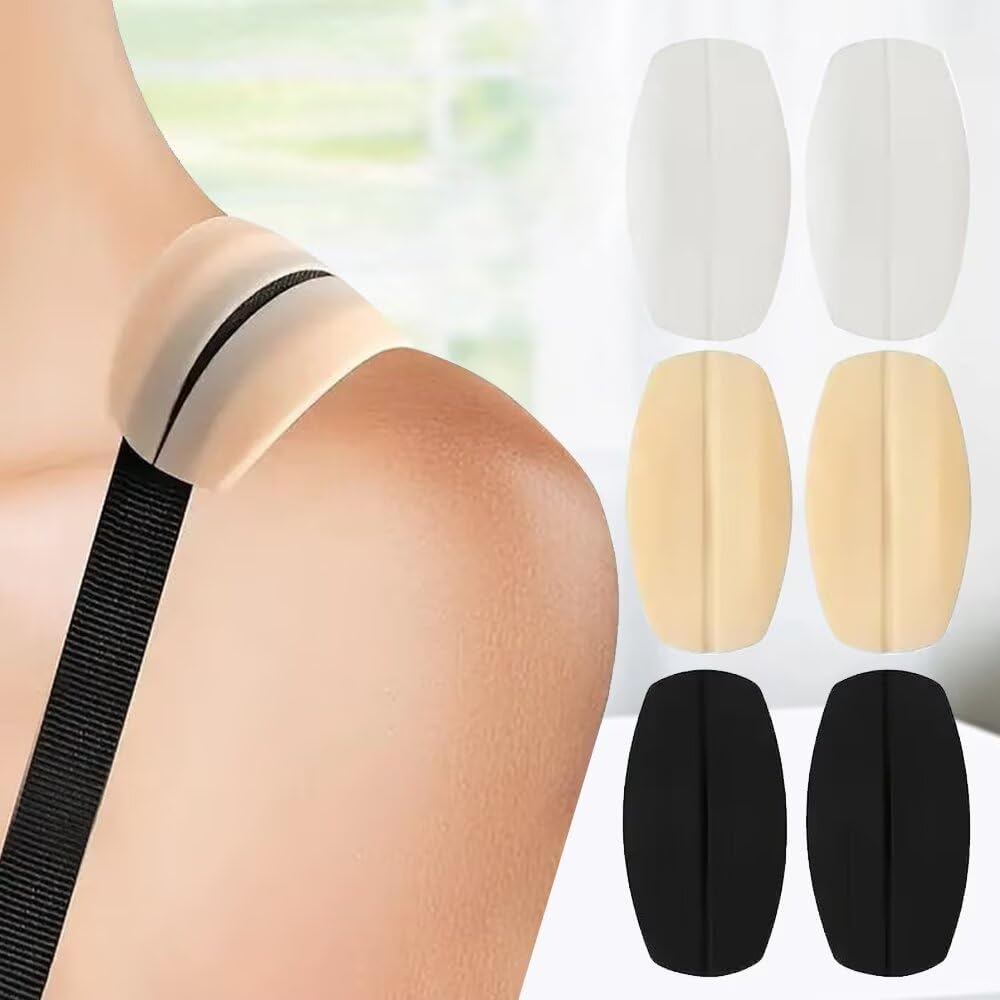 Non-Slip Bra Strap Pads - 6 Pairs of Invisible Silicone Shoulder Cushions for Women