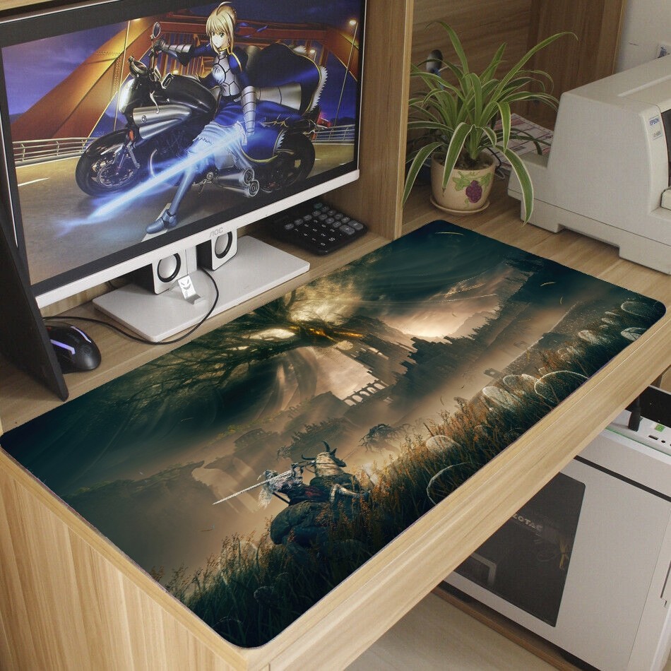 Mouse Pad ELDEN RING Grande Antiderrapante Diversas Estampas 70x35 cm borda costurada