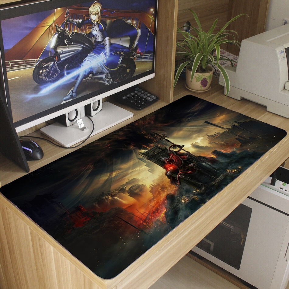 Mouse Pad ELDEN RING Grande Antiderrapante Diversas Estampas 70x35 cm borda costurada