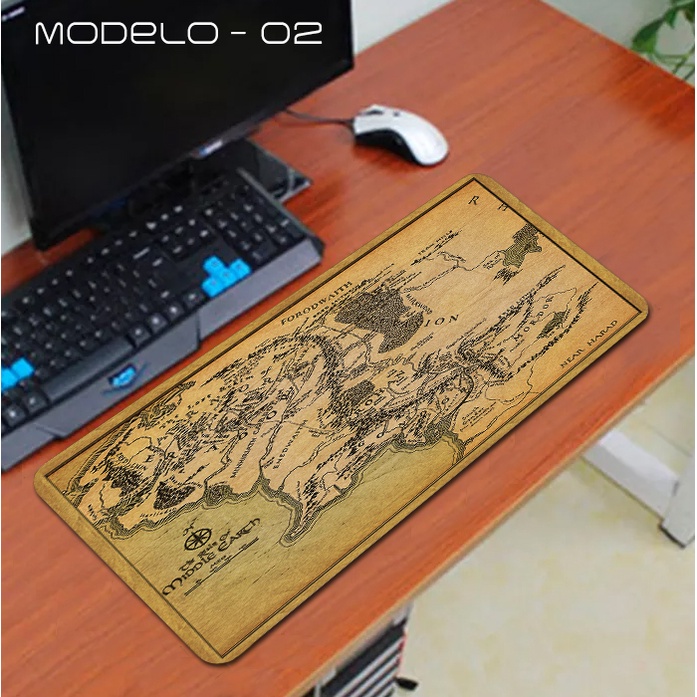 Mouse Pad Gamer Tapete The Lord Of The Rings o Senhor dos anéis Mapa 44x25cm