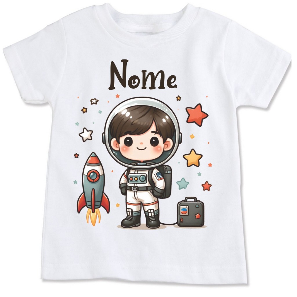 Camisa Personalizada Astronauta e foguete - Informar Nome