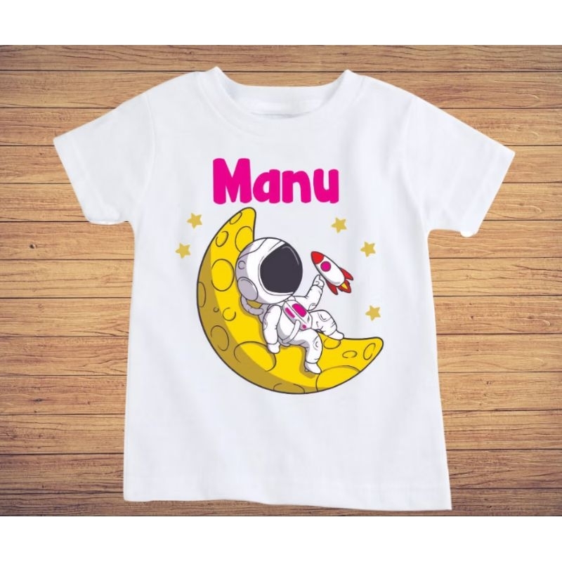 Camisa Infantil aniversário astronauta menina com nome 01