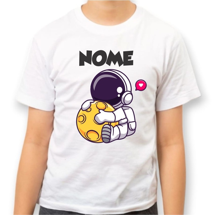 Camisa Infantil Astronauta na Lua com Nome TN0390