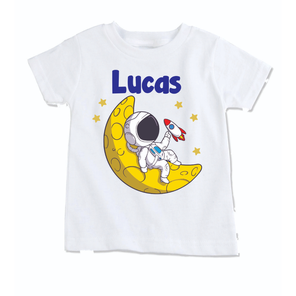 Camiseta personalizada com nome astronauta menino 01
