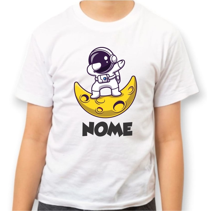 Camisa Infantil Astronauta na Lua com Nome TN0332