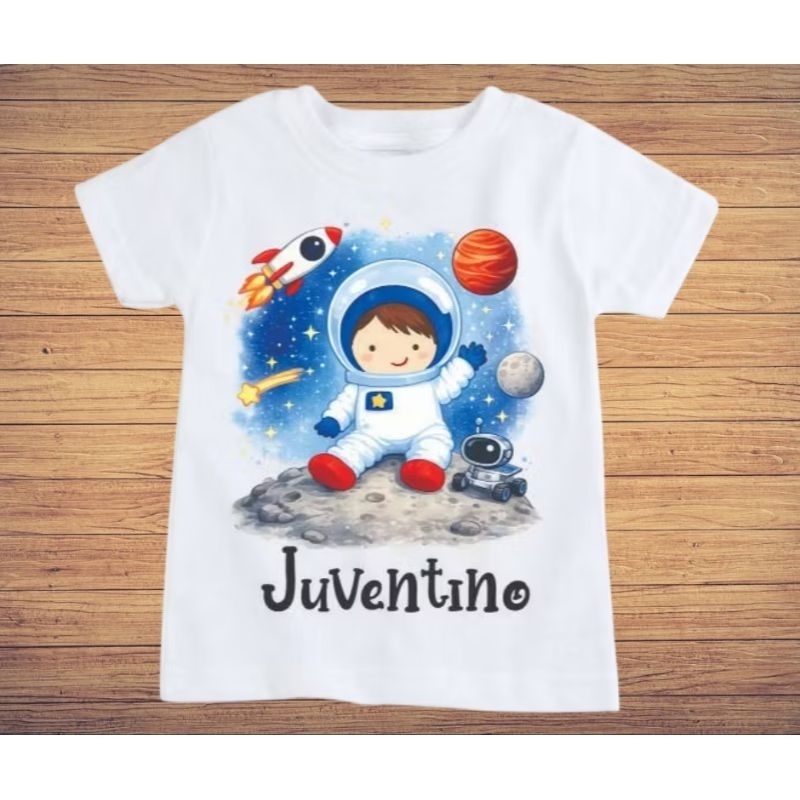 Camisa Personalizada Infantil Astronauta criança com nome