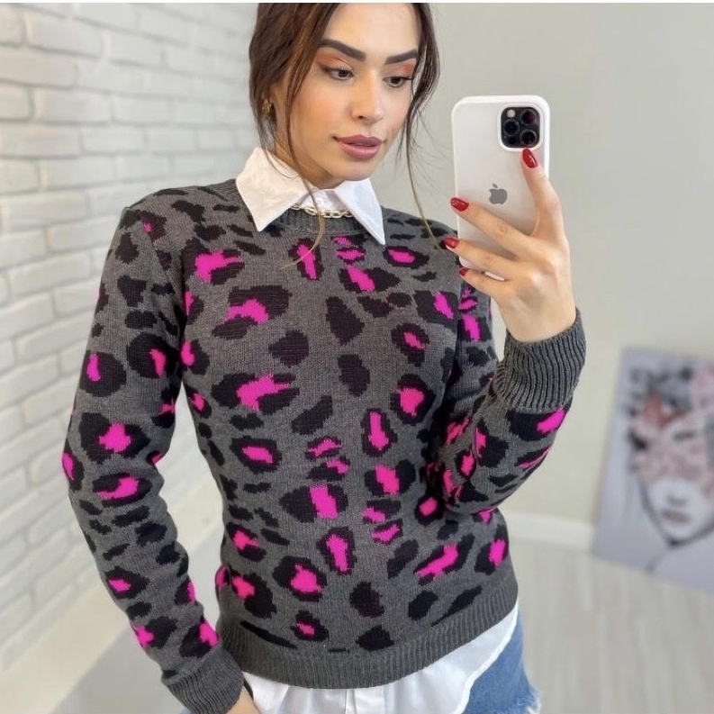 Blusa de frio  animal print moda 2023