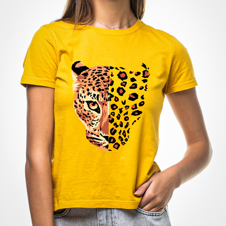 Camiseta Onça Pintada Estilosa Fofa 100% Algodão Feminina Animal Selvagem Oncinha
