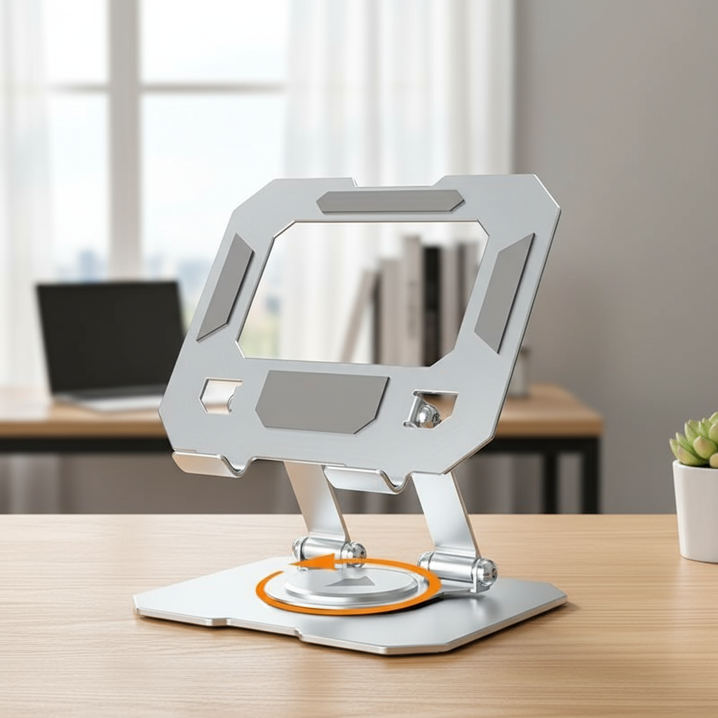 Suporte de Mesa de Metal Ajustável e Dobrável com Suporte de Resfriamento para Tablet, Telefone e Laptop