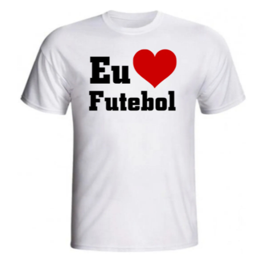 Camiseta Masculina Estampa Eu Amo Futebol Tecido Premium 100% Algodão