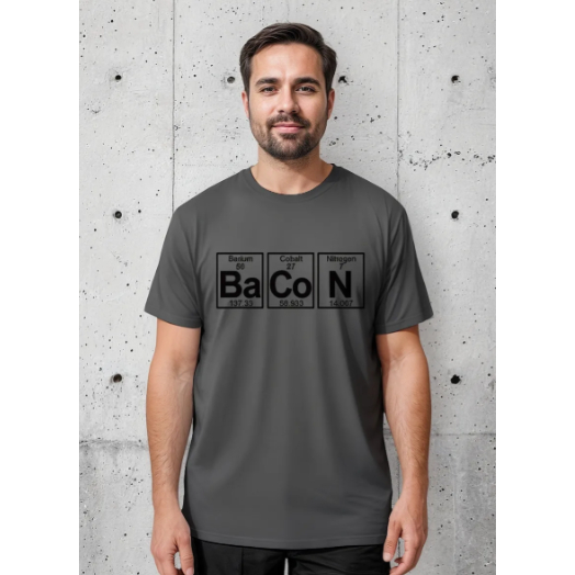 Camiseta Masculina Estampa Eu Amo Bacon Química Tecido Premium 100% Algodão