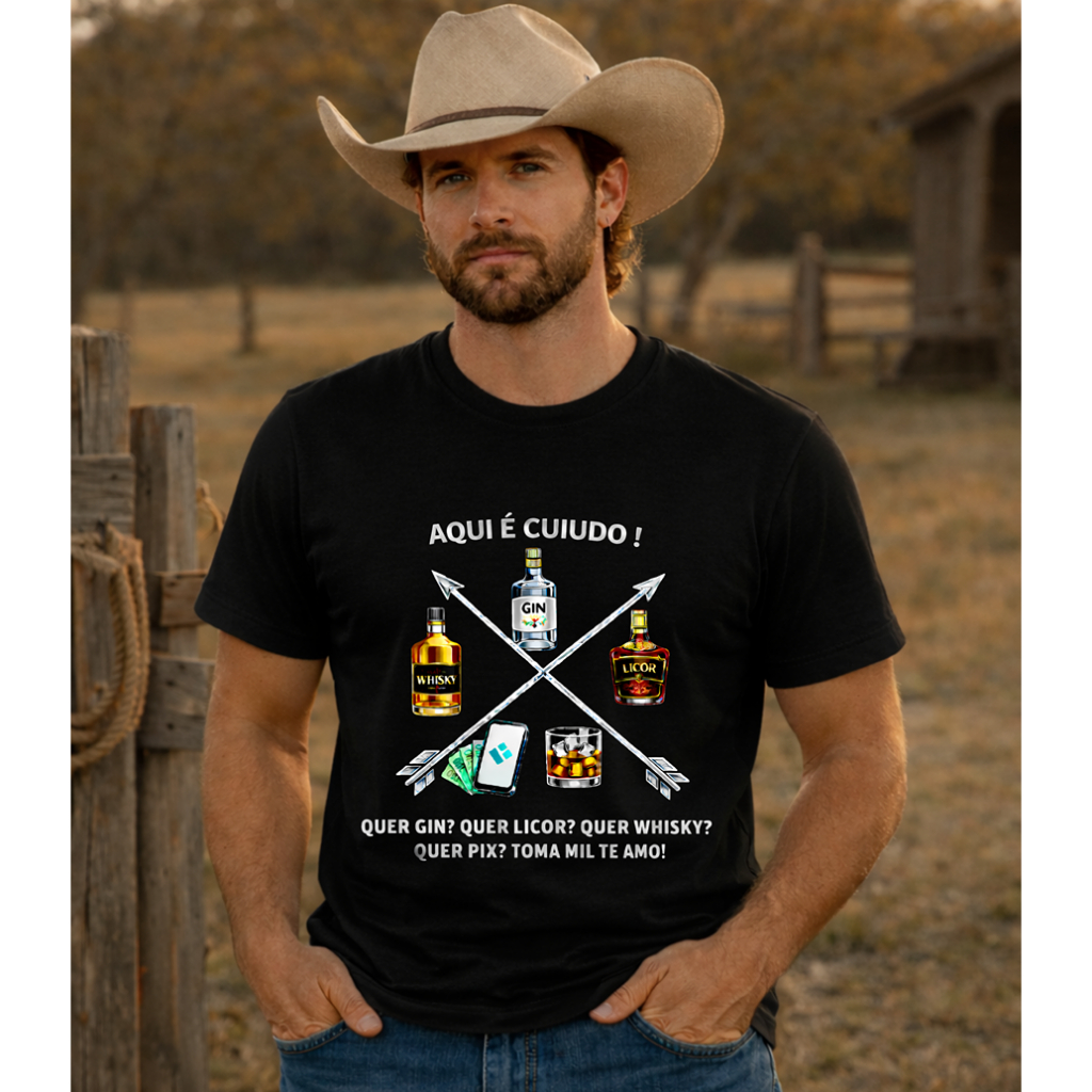 Camiseta AQUI É CUIUIDO AGROTAIGO QUER PIX TOMA MIL TE AMO !  100% algodão com gola redonda, manga curta
