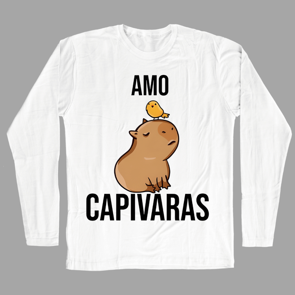 Camiseta Amo Capivaras Manga Longa Veterinaria