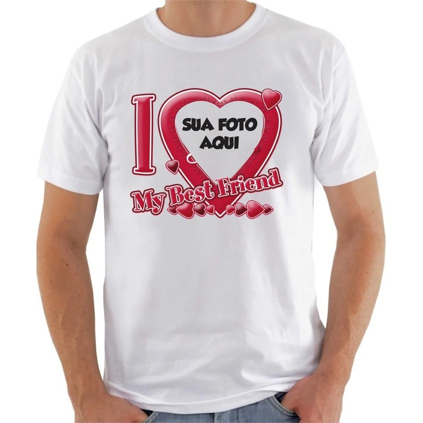 Camiseta  Personalizada Coração LOVE MY BEST FRIEND "eu amo meu melhor amigo(a)" Amor Blusa 100% Algodão