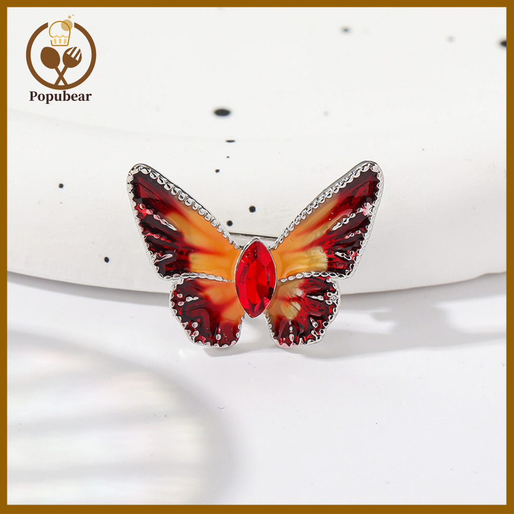 Clothes Brooch Alloy Women’s Retro Butterfly Emerald Rhinestone Pin Dripping Oil Design Anti-slip Suit Collar Scarf Ha