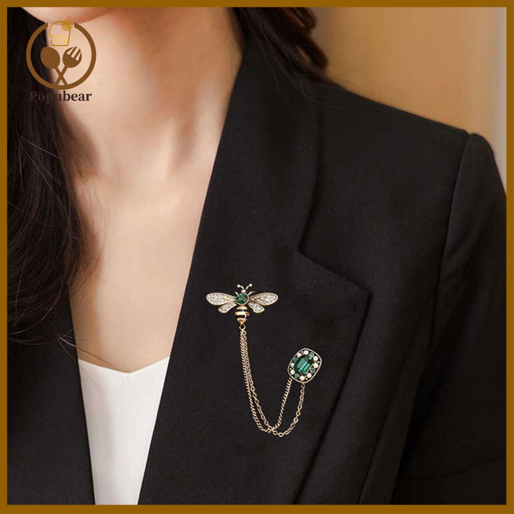 Lapel Brooch Vintage Bee with Faux Pearl Rhinestone Elegant Pin for Clothes Bags Party Prom Decoration Retro Style Jewel