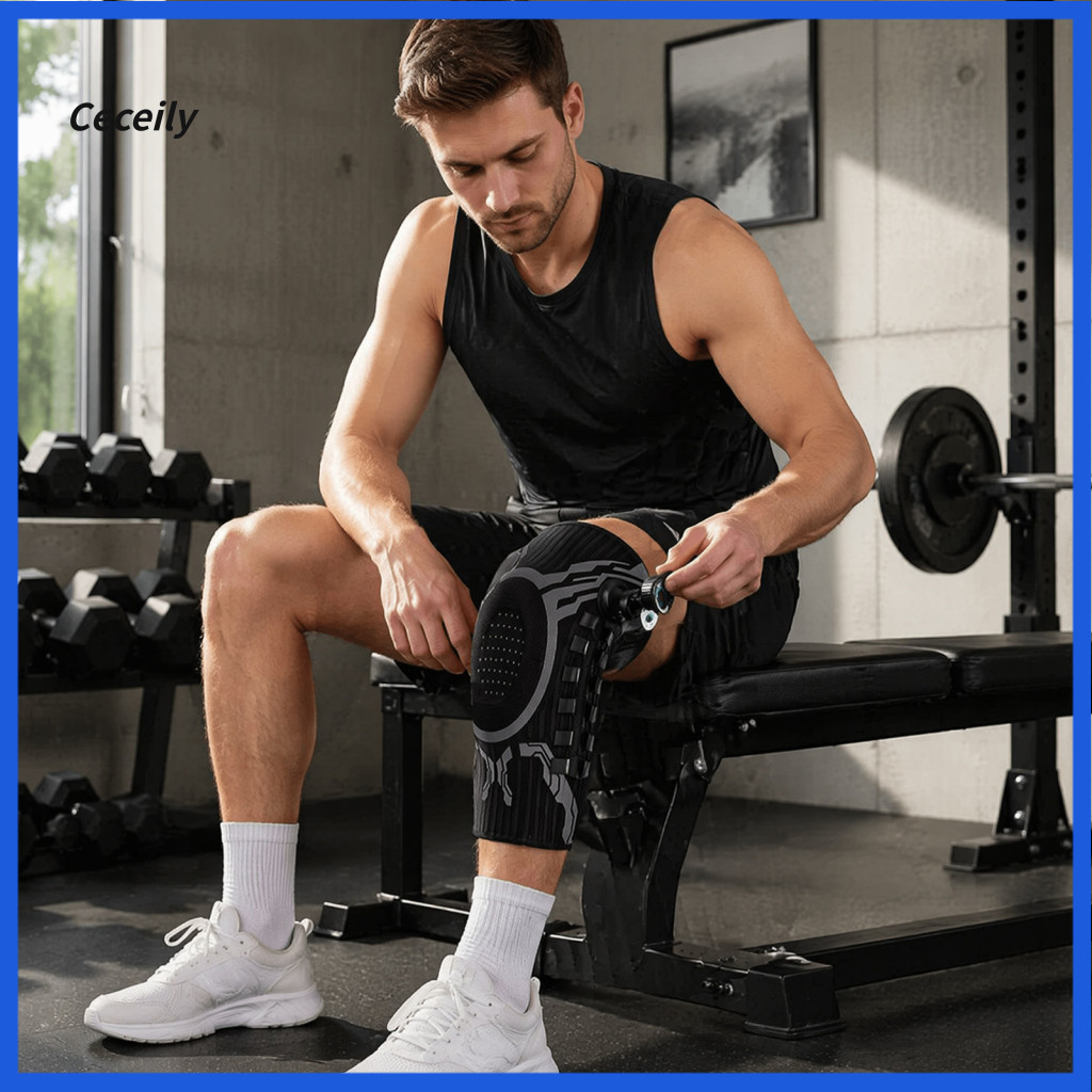 Comfortable Knee Support Non Slip Guard Adjustable Brace with Patella Side Stabilizers Compression Sleeve for Meniscus T