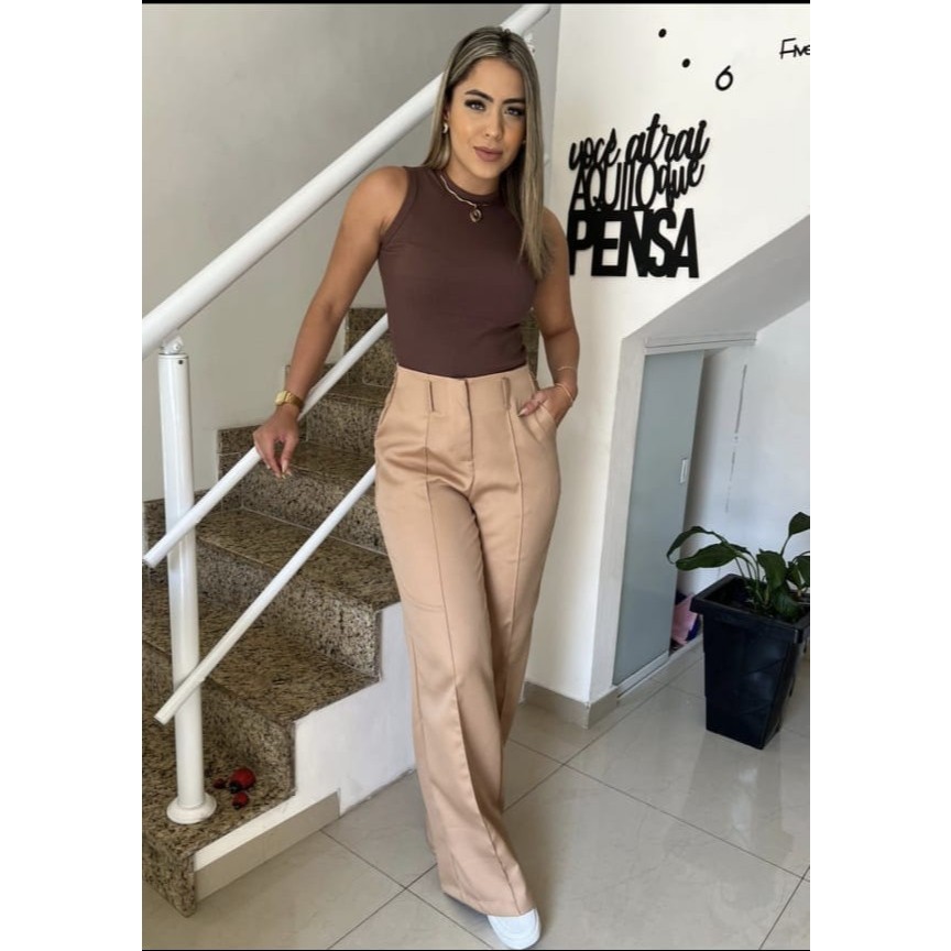 ✨ Calça Pantalona Alfaiataria Feminina com Cinto – Elegante e Confortável ✨