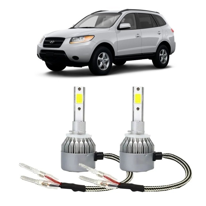 Par Lampada Super LED Farol de Milha Santa Fé 2007 2008 2009 2010 2011 2012 2013 2014 2015 2016 6000k H27