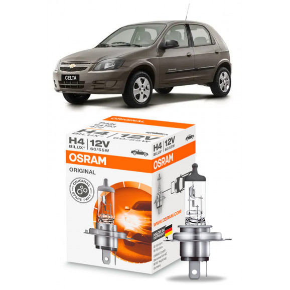 Lampada Farol Celta Prisma 2006 2007 2008 2009 2010 2011 2012 2013 2014 2015 H4 Original Osram