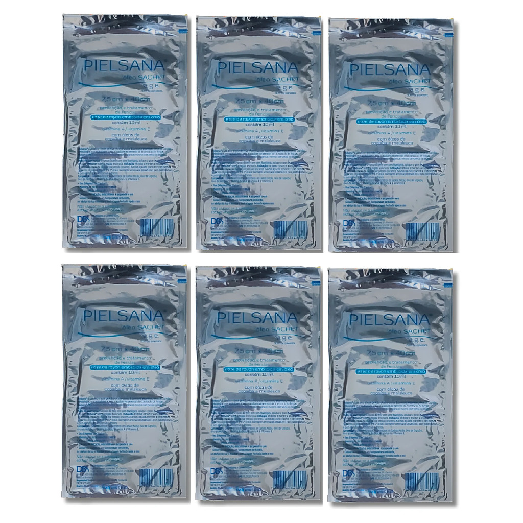 Kit 6x Curativo Pielsana Óleo Sachet Gaze De Rayon 7,5x40cm