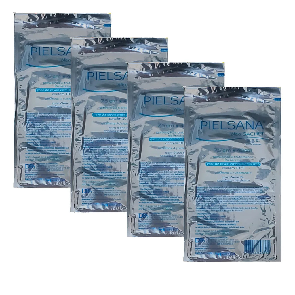Kit 4x Curativo Pielsana Óleo Sachet Gaze De Rayon 7,5x40cm
