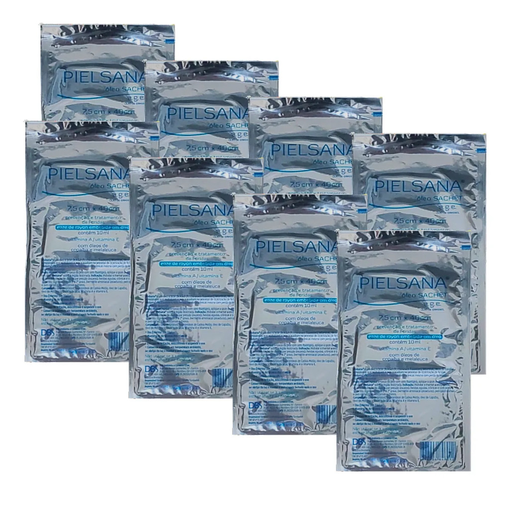 Kit 8x Curativo Pielsana Óleo Sachet Gaze De Rayon 7,5x40cm