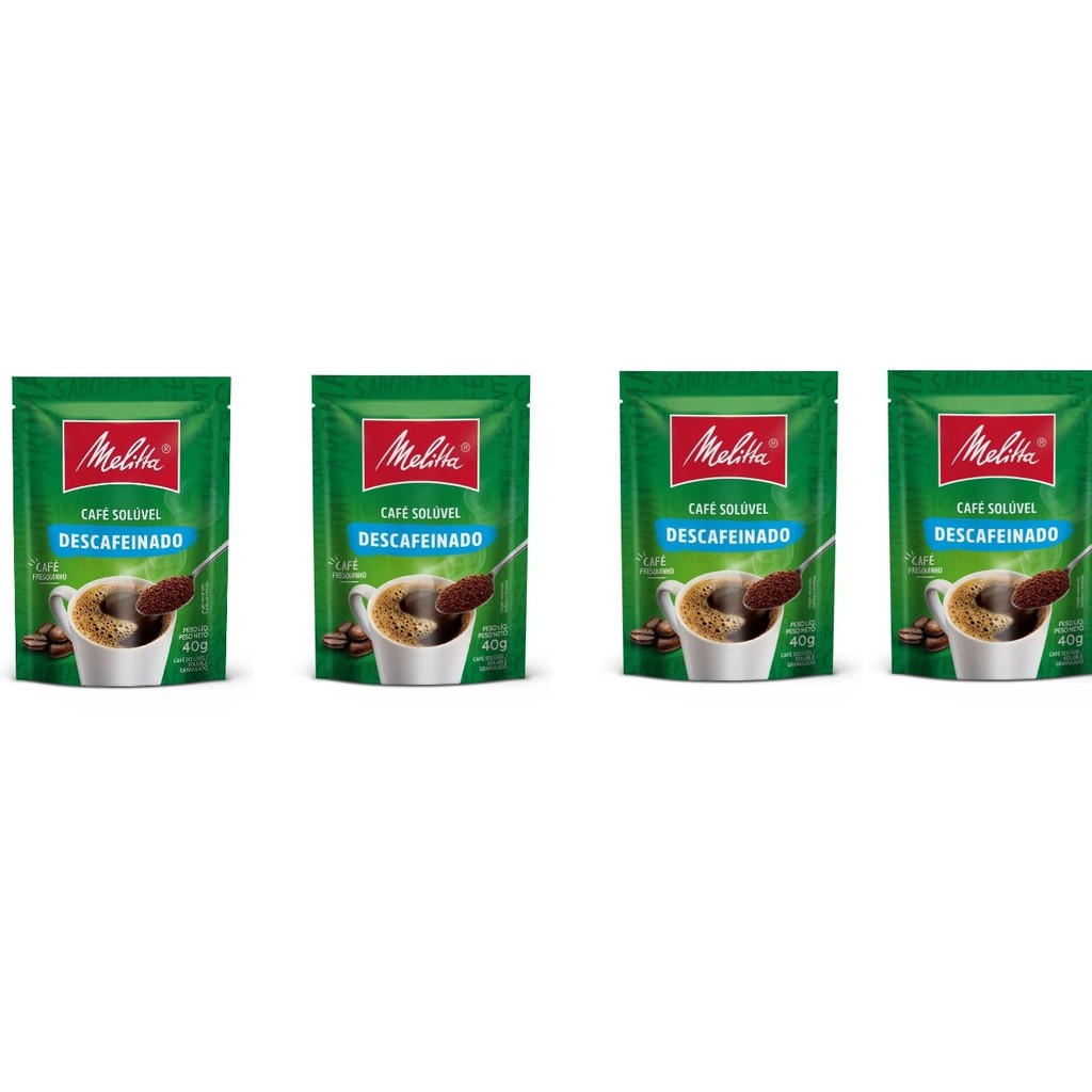Kit 04 Café Solúvel Descafeinado Sachet 40g cada Melitta