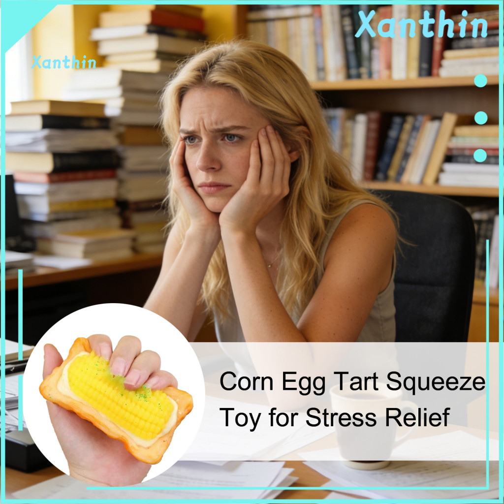 Toasted Bread Corn Toy Stress Relief Tart Slow Squeeze – Fidget Ball Decompression Pinch Food for Kids Adults Fun Slow