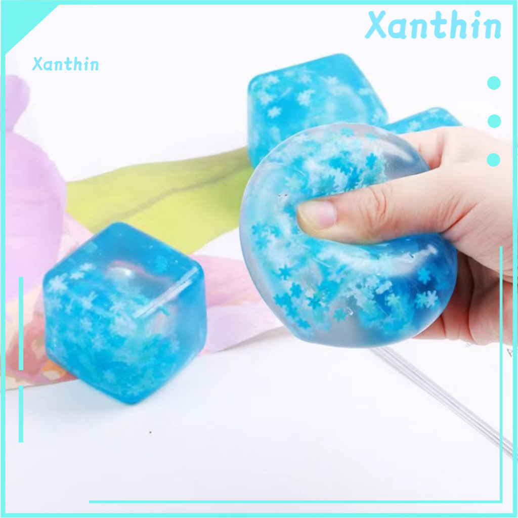 Slow Rising Squeeze Toy 3pcs Ice Cube Stress Balls Funny Anxiety Relief Toys for Kids Adults Soft Squishy Sensory Fidget