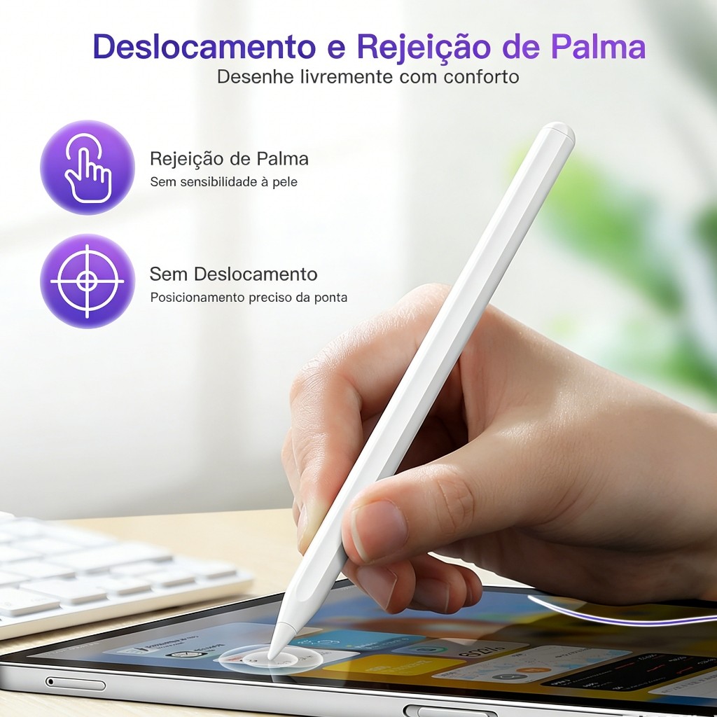Caneta Stylus 2ª Geração Carga Magnética Sem Fio Branca | Compatível com iPad Pro Air Mini