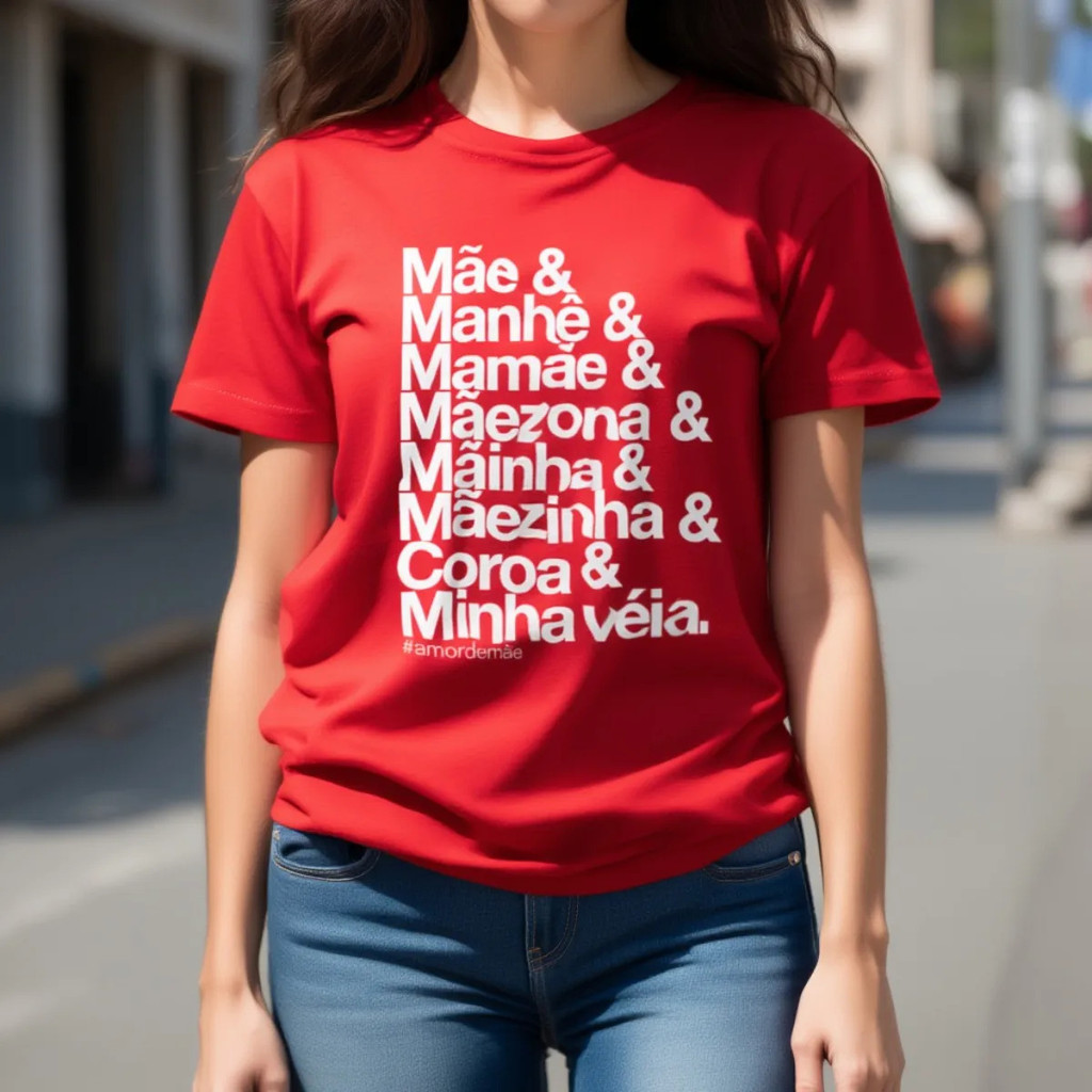 Camiseta Frases Mãe Design Moderno Estampa Premium Algodão Macio Caimento Perfeito Uso Casual Diário Urbano Basico Leve