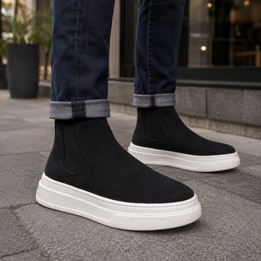 Botina Masculina Urbana Casual Elástico Lateral Calce Fácil Solado Macio Leve Confortável Uso Diário