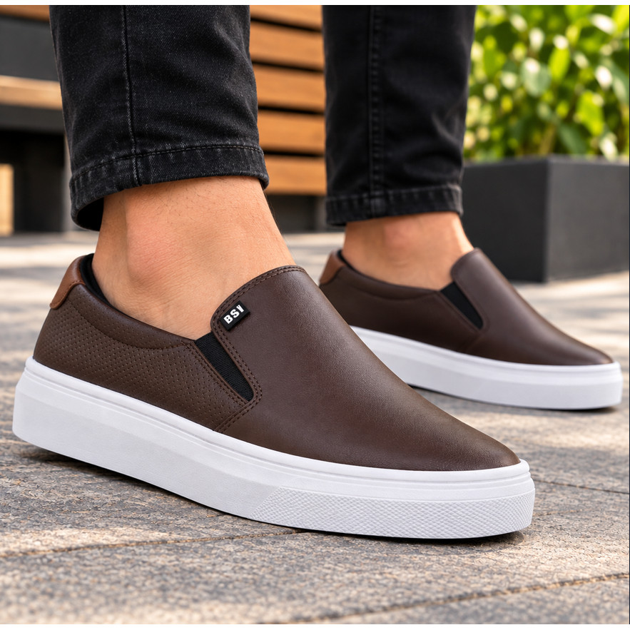 Sapatênis Slip On Masculino Solado Alto Leve Casual Urbano Macio Estiloso - Coleçao Nova Sapato em Promoção