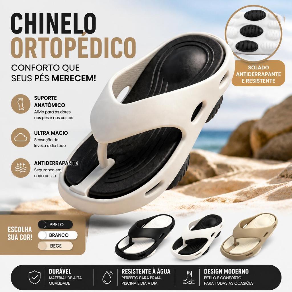 Chinelo Masculino Estilo Urbano em EVA Macio Leve e Confortável Sandália Ortopédica com Suporte Adequado e Design Versát